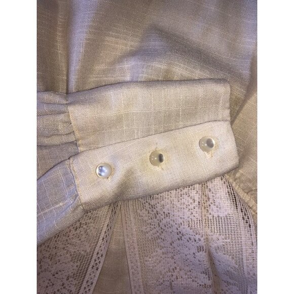 Vintage Set Top Skirt Size S Cream Lace Long Sleeve 80"s Cottagecore Modest USA - Picture 6 of 12